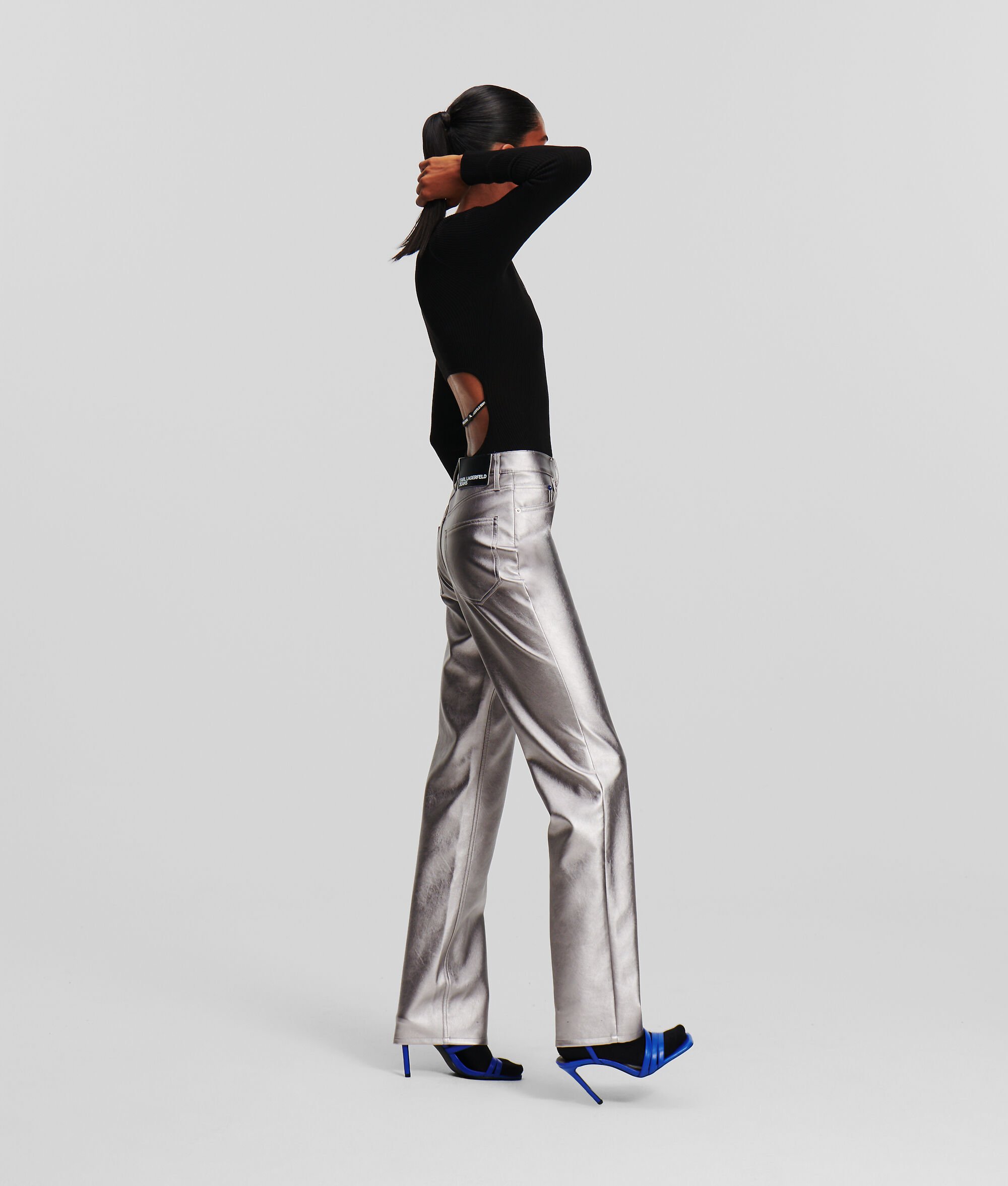 (image for) Top-Notch KLJ METALLIC FAUX-LEATHER TROUSERS